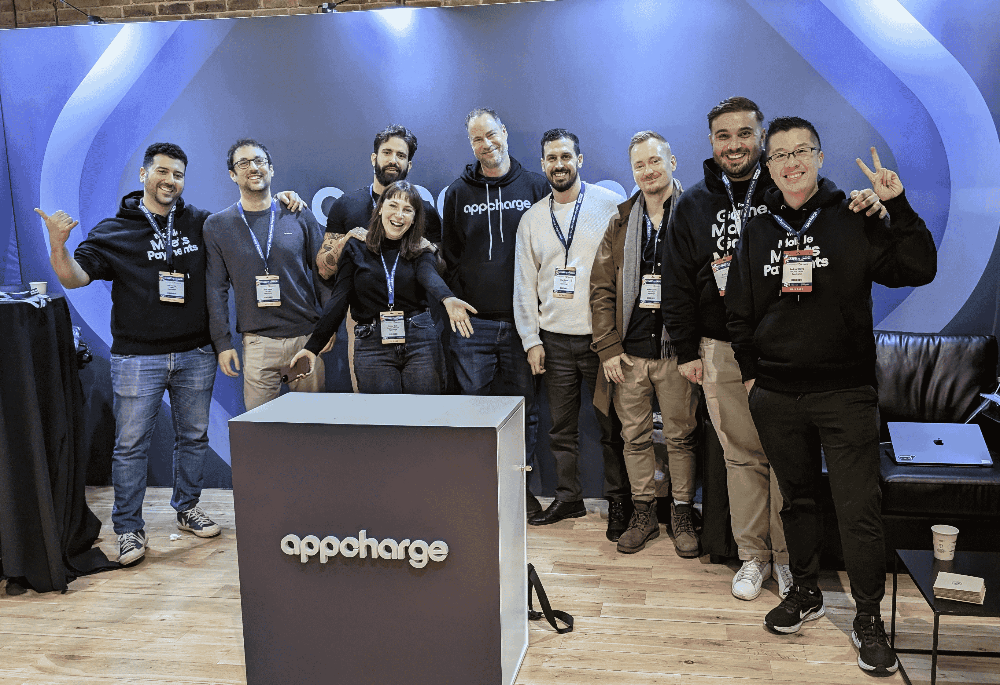 The Appcharge team meeting with partners at their booth at PGC London 2025.